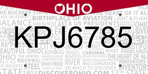KPJ6785 Ohio License Plate