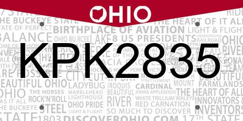 KPK2835 Ohio License Plate
