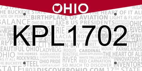 KPL1702 Ohio License Plate