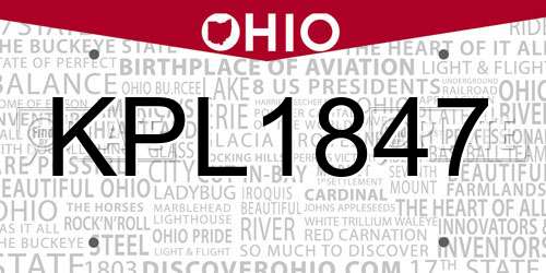 KPL1847 Ohio License Plate