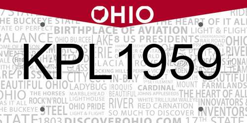 KPL1959 Ohio License Plate