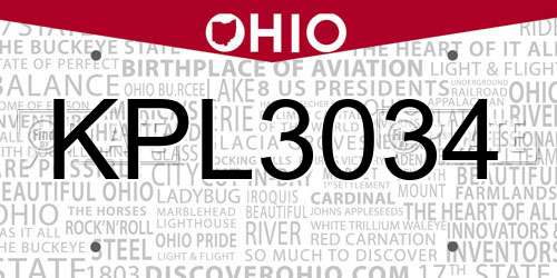KPL3034 Ohio License Plate