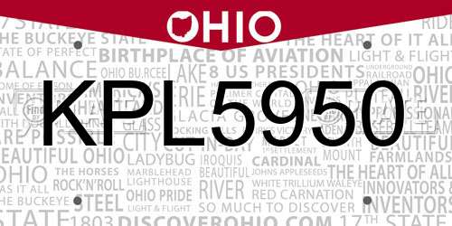 KPL5950 Ohio License Plate