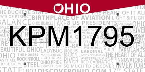 KPM1795 Ohio License Plate