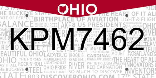 KPM7462 Ohio License Plate