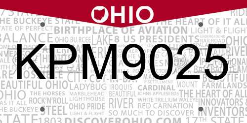 KPM9025 Ohio License Plate