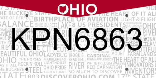 KPN6863 Ohio License Plate