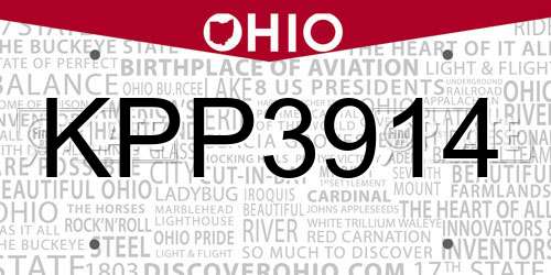 KPP3914 Ohio License Plate