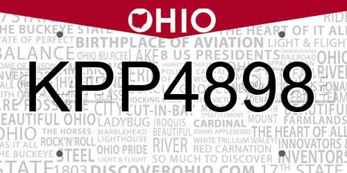 KPP4898 Ohio License Plate