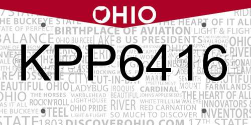 KPP6416 Ohio License Plate