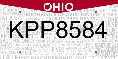KPP8584 Ohio License Plate