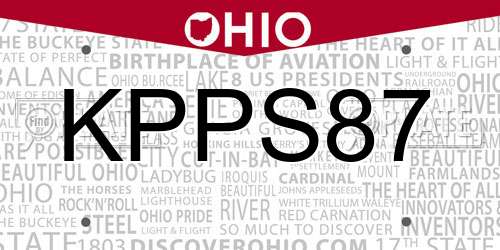 KPPS87 Ohio License Plate