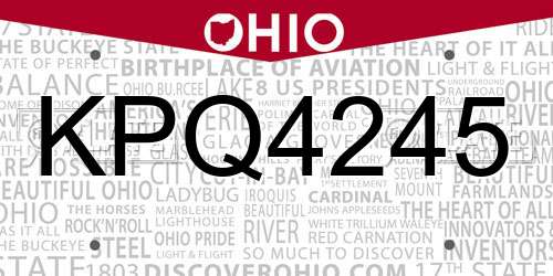 KPQ4245 Ohio License Plate
