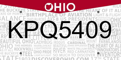 KPQ5409 Ohio License Plate