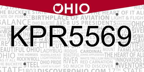 KPR5569 Ohio License Plate