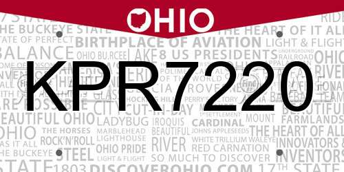 KPR7220 Ohio License Plate