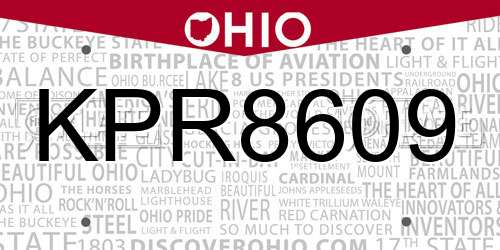 KPR8609 Ohio License Plate