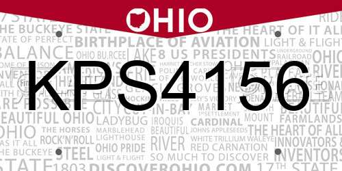 KPS4156 Ohio License Plate