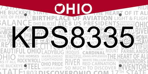 KPS8335 Ohio License Plate