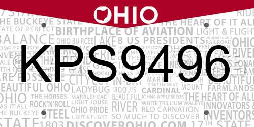 KPS9496 Ohio License Plate