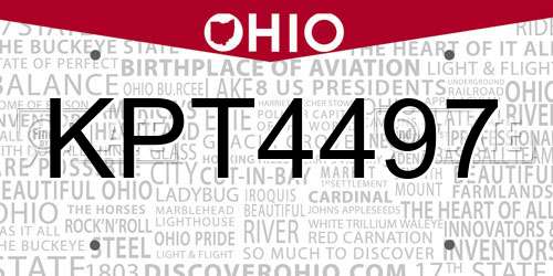 KPT4497 Ohio License Plate