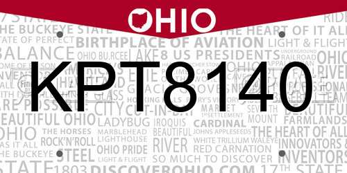 KPT8140 Ohio License Plate