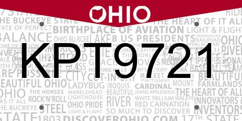 KPT9721 Ohio License Plate