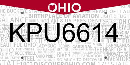 KPU6614 Ohio License Plate