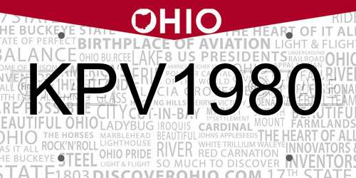 KPV1980 Ohio License Plate