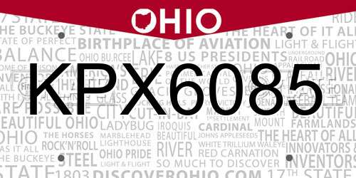 KPX6085 Ohio License Plate