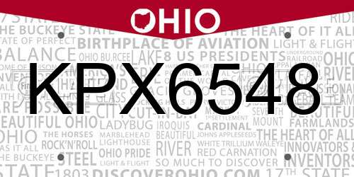 KPX6548 Ohio License Plate