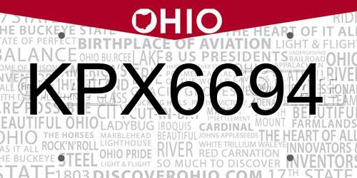 KPX6694 Ohio License Plate