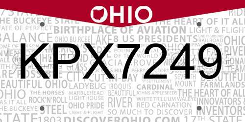 KPX7249 Ohio License Plate