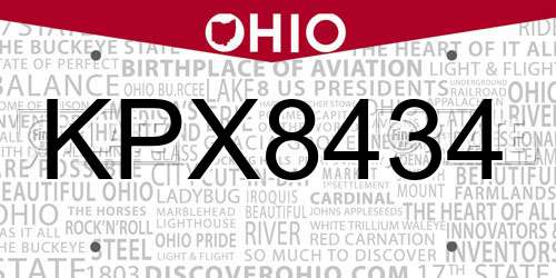 KPX8434 Ohio License Plate