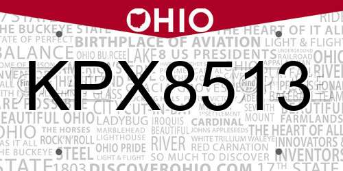 KPX8513 Ohio License Plate