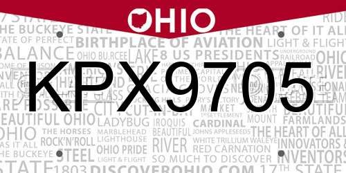 KPX9705 Ohio License Plate