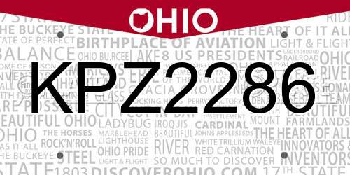 KPZ2286 Ohio License Plate