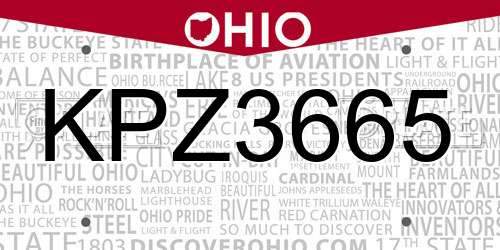 KPZ3665 Ohio License Plate