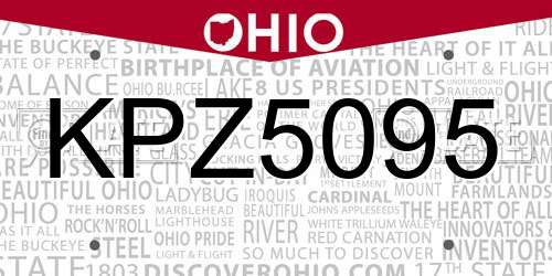 KPZ5095 Ohio License Plate