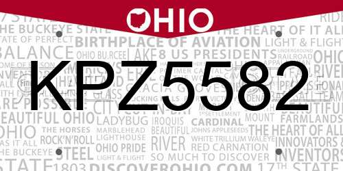 KPZ5582 Ohio License Plate