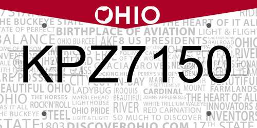 KPZ7150 Ohio License Plate