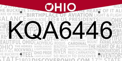 KQA6446 Ohio License Plate