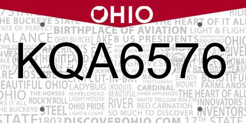 KQA6576 Ohio License Plate