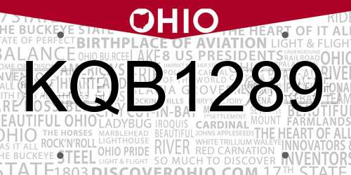 KQB1289 Ohio License Plate
