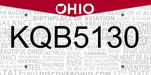 KQB5130 Ohio License Plate
