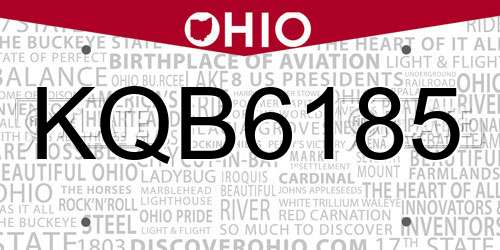 KQB6185 Ohio License Plate