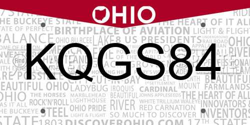 KQGS84 Ohio License Plate