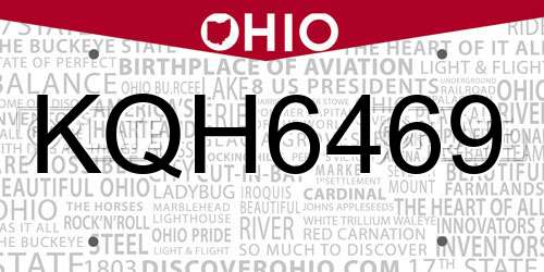 KQH6469 Ohio License Plate
