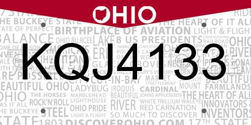 KQJ4133 Ohio License Plate