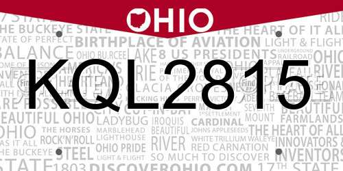 KQL2815 Ohio License Plate